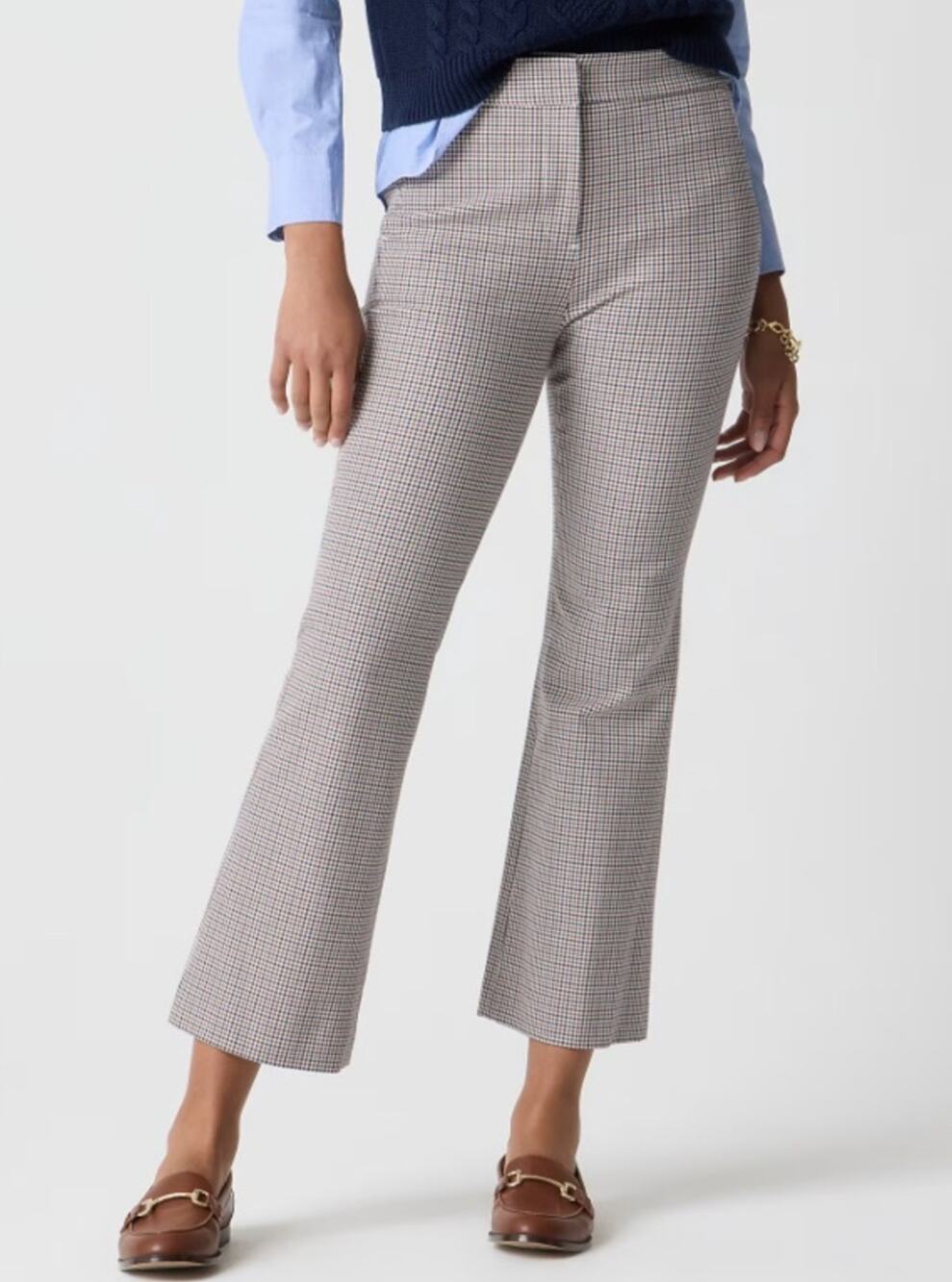 J.Crew Kelsey Pant Brown Houndstooth Bootcut Career Pants Office Old Money 8